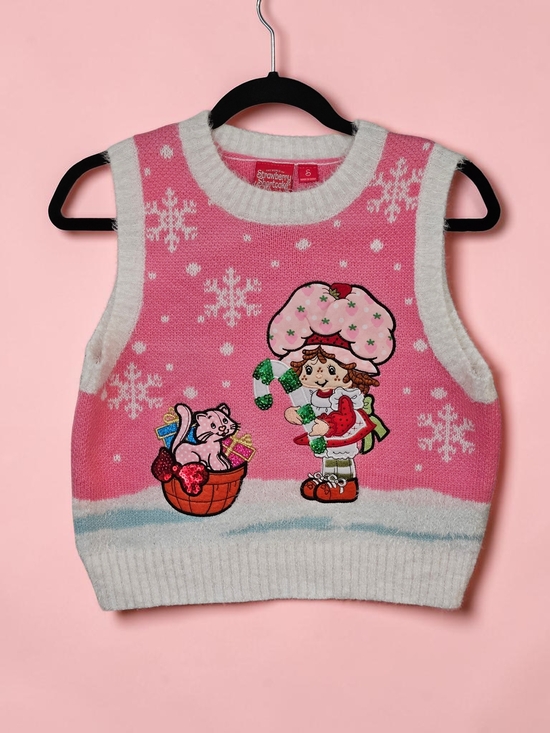 Strawberry Shortcake Sweaters - Strawberry Shortcake Pink V-Neck Sweater Vest